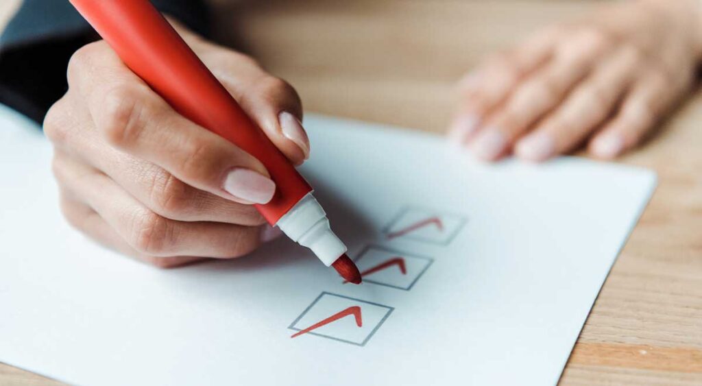 Reviewing a checklist represents the careful evaluation process for MST-related PTSD claims.